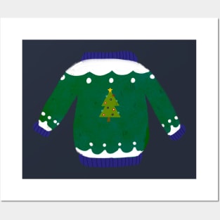 Christmas sweater Tree Posters and Art